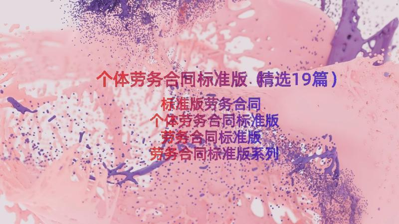 个体劳务合同标准版（精选19篇）