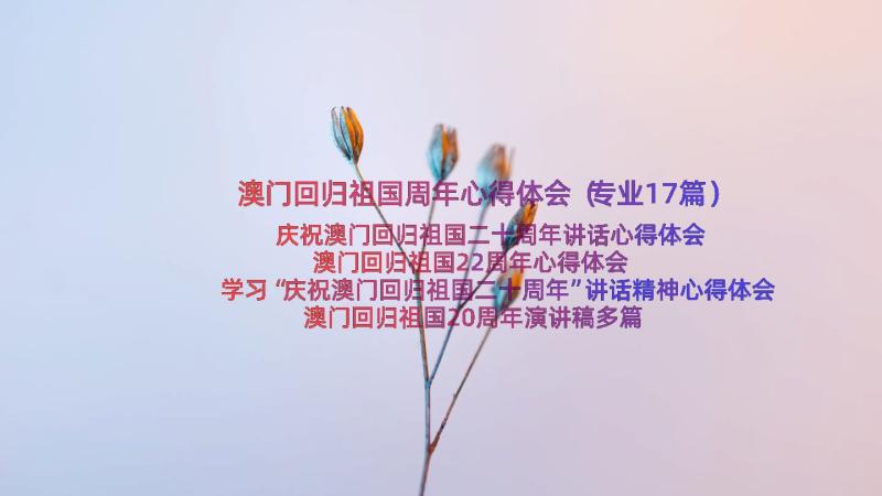 澳门回归祖国周年心得体会（专业17篇）