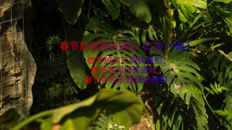 春节放假调休通知（汇总17篇）