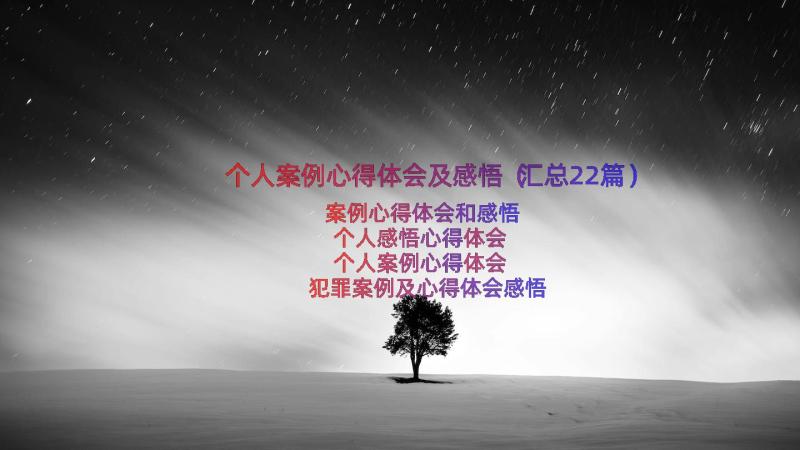 个人案例心得体会及感悟（汇总22篇）