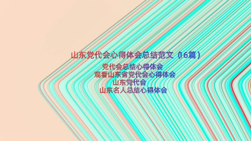 山东党代会心得体会总结范文（16篇）