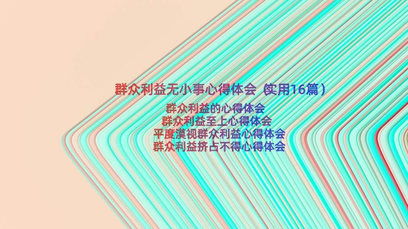 群众利益无小事心得体会（实用16篇）