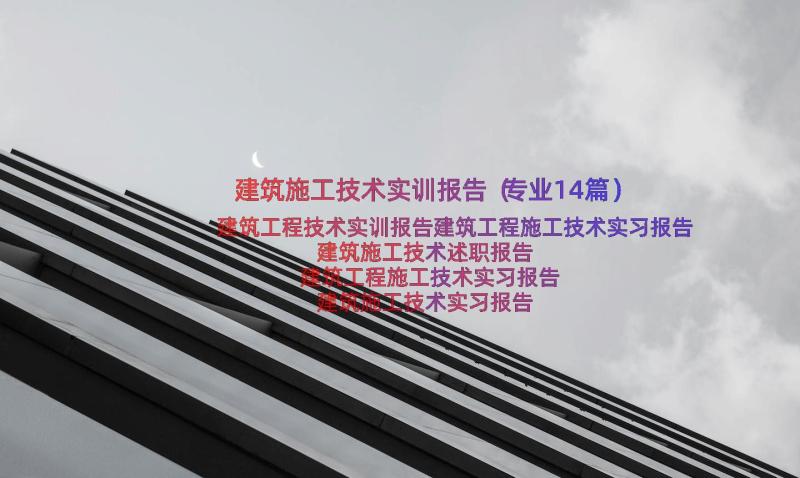 建筑施工技术实训报告（专业14篇）