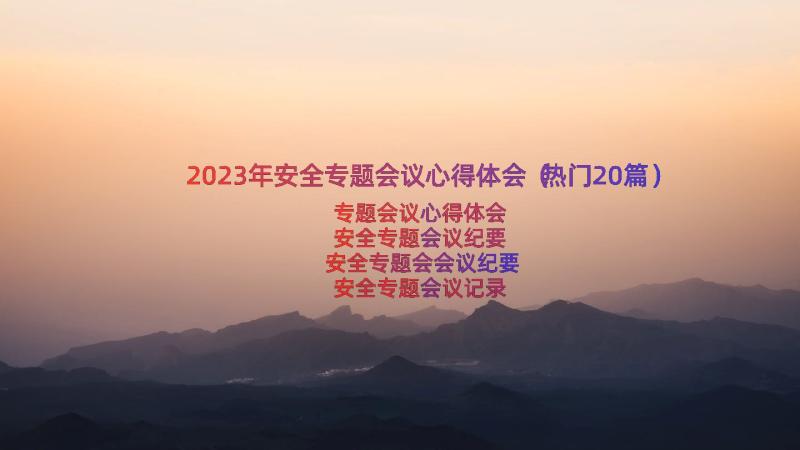 2023年安全专题会议心得体会（热门20篇）