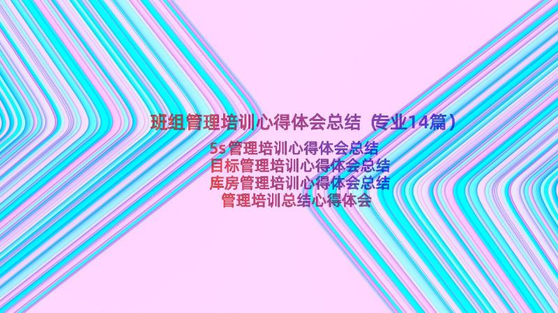 班组管理培训心得体会总结（专业14篇）