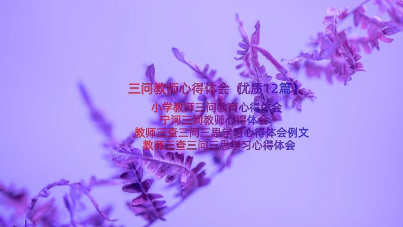 三问教师心得体会（优质12篇）