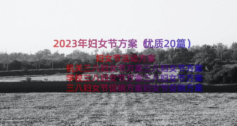 2023年妇女节方案（优质20篇）