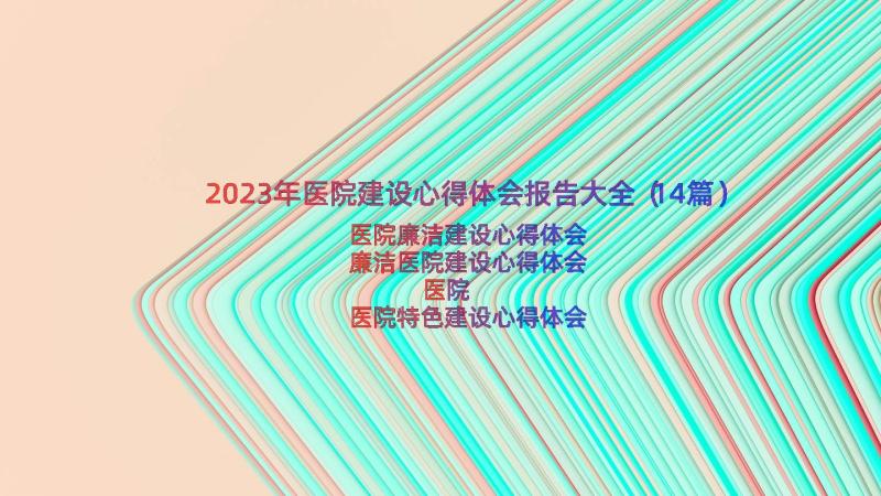 2023年医院建设心得体会报告大全（14篇）