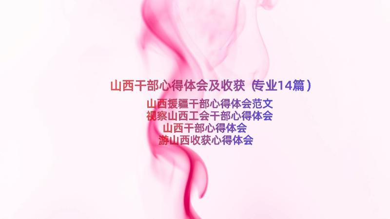 山西干部心得体会及收获（专业14篇）