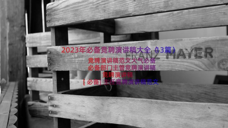 2023年必备竞聘演讲稿大全（13篇）