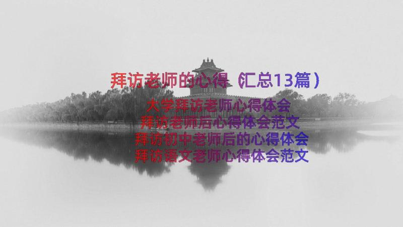 拜访老师的心得（汇总13篇）