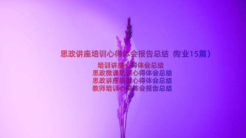 思政讲座培训心得体会报告总结（专业15篇）