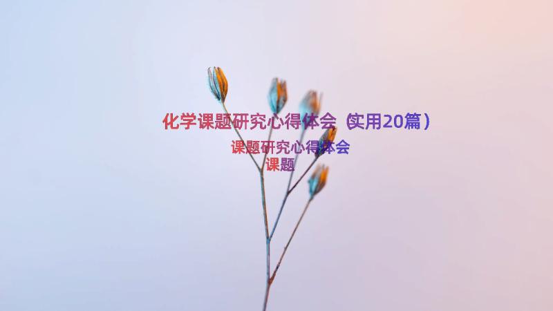 化学课题研究心得体会（实用20篇）