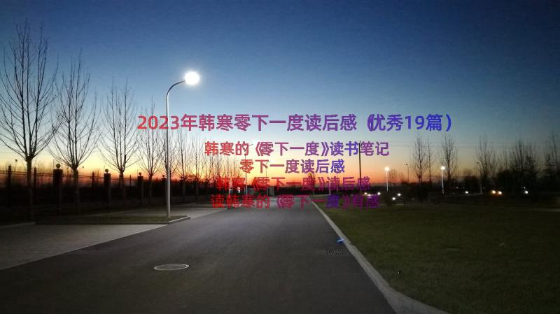 2023年韩寒零下一度读后感（优秀19篇）