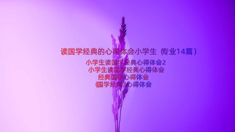 读国学经典的心得体会小学生（专业14篇）