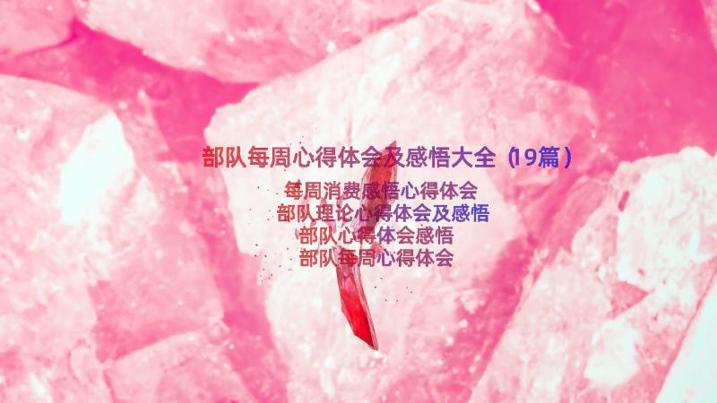 部队每周心得体会及感悟大全（19篇）