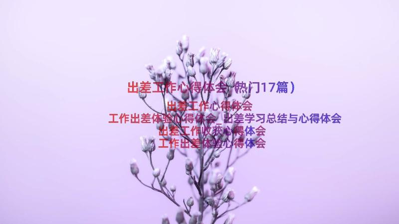 出差工作心得体会（热门17篇）