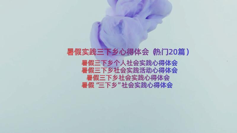 暑假实践三下乡心得体会（热门20篇）