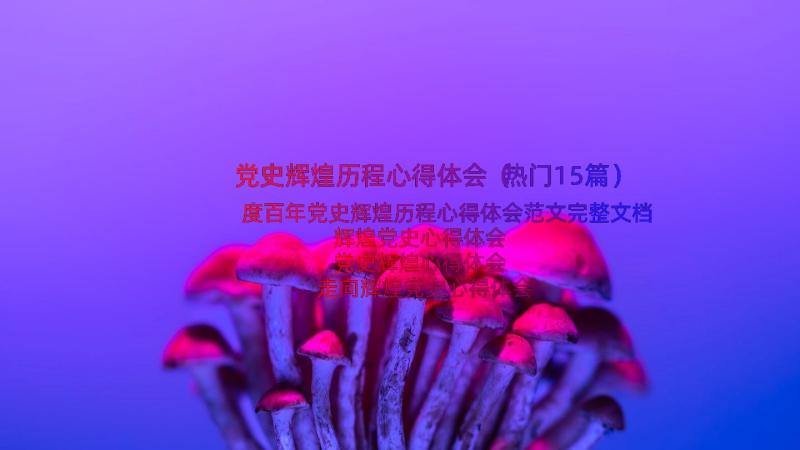 党史辉煌历程心得体会（热门15篇）