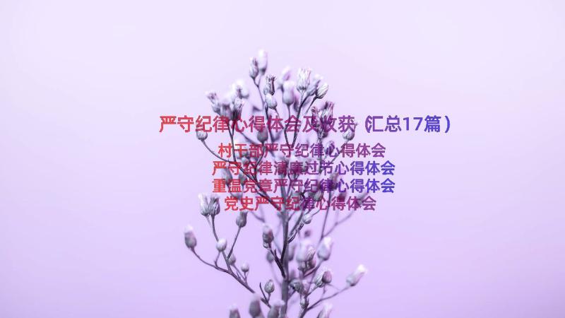 严守纪律心得体会及收获（汇总17篇）