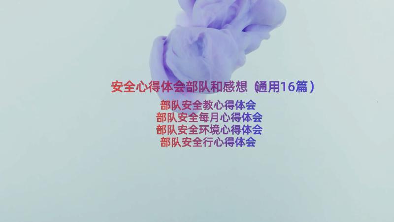 安全心得体会部队和感想（通用16篇）