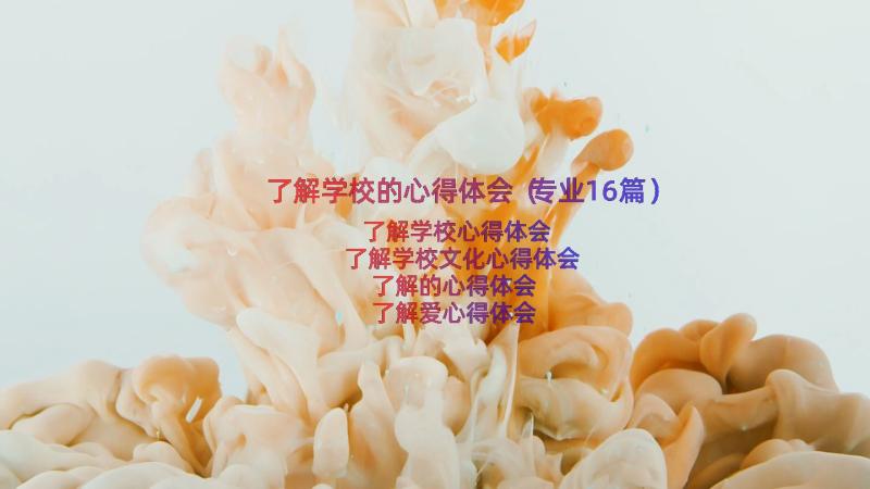 了解学校的心得体会（专业16篇）