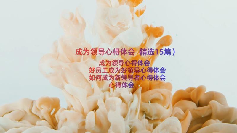 成为领导心得体会（精选15篇）