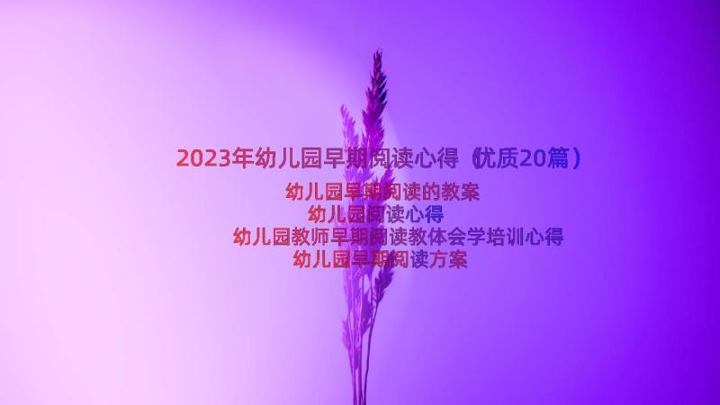 2023年幼儿园早期阅读心得（优质20篇）