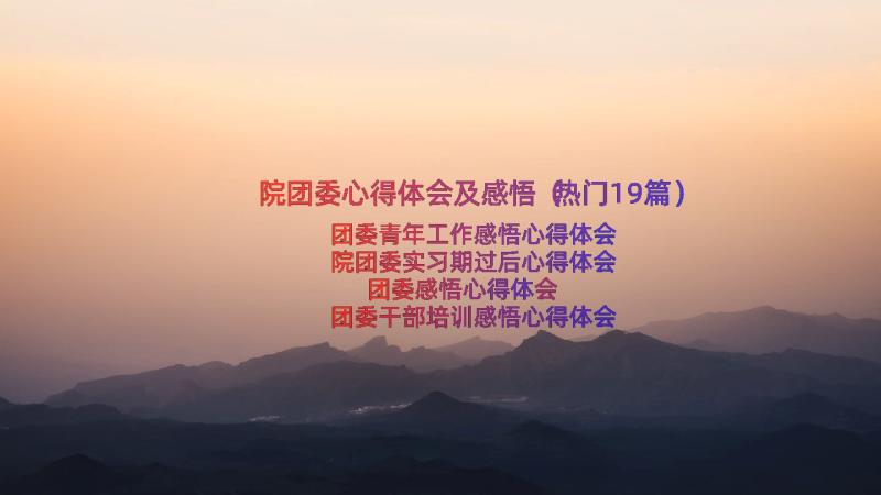 院团委心得体会及感悟（热门19篇）