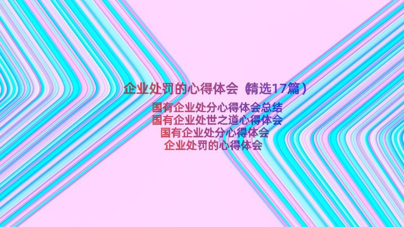 企业处罚的心得体会（精选17篇）