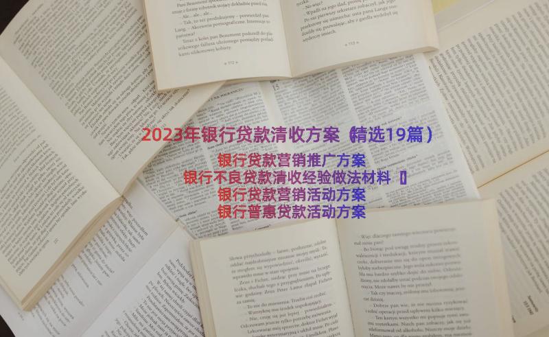 2023年银行贷款清收方案（精选19篇）