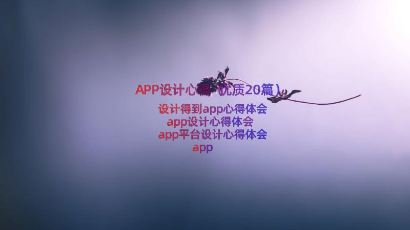 APP设计心得（优质20篇）