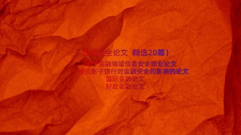 金融安全论文（精选20篇）