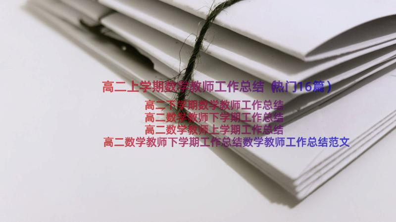 高二上学期数学教师工作总结（热门16篇）