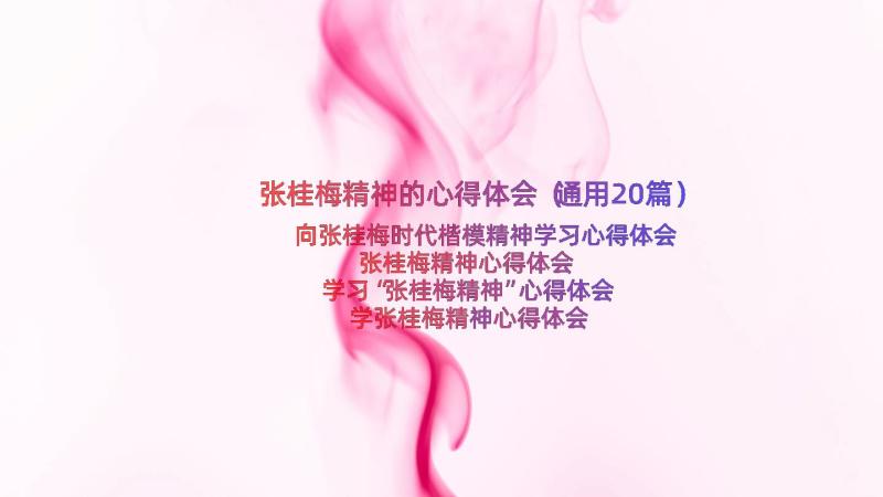 张桂梅精神的心得体会（通用20篇）