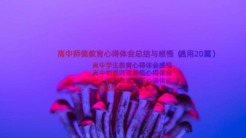 高中师德教育心得体会总结与感悟（通用20篇）