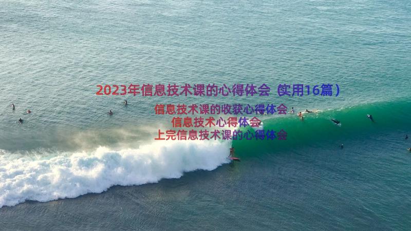 2023年信息技术课的心得体会（实用16篇）