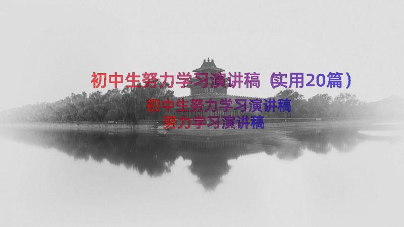 初中生努力学习演讲稿（实用20篇）