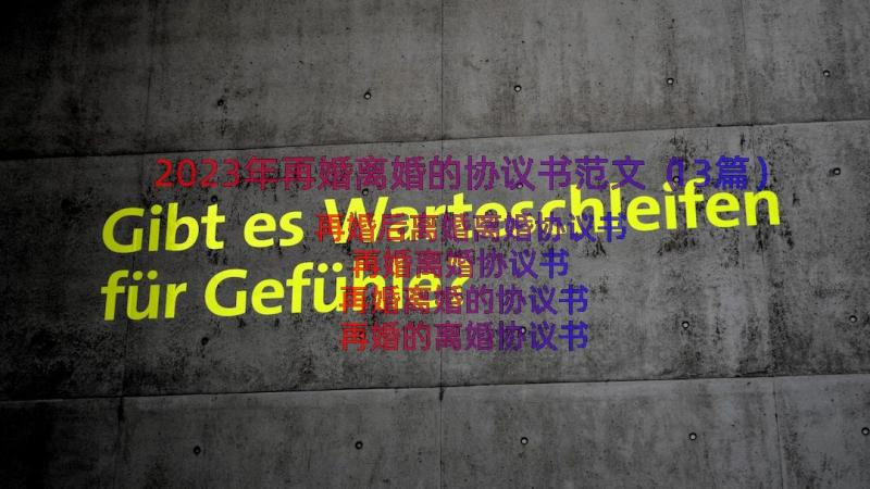 2023年再婚离婚的协议书范文（13篇）