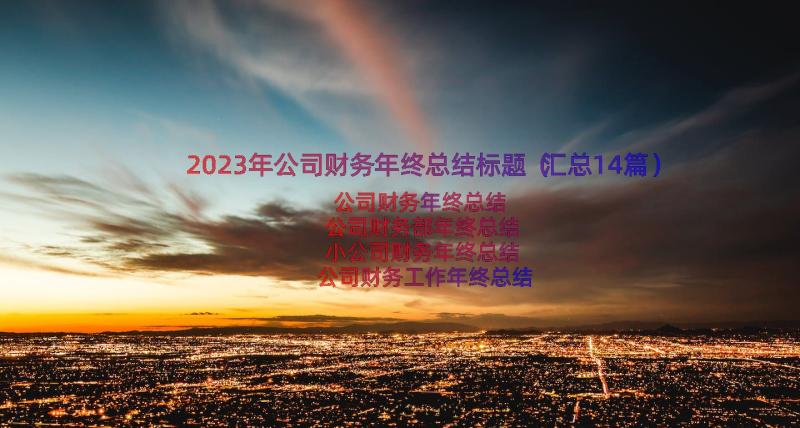 2023年公司财务年终总结标题（汇总14篇）