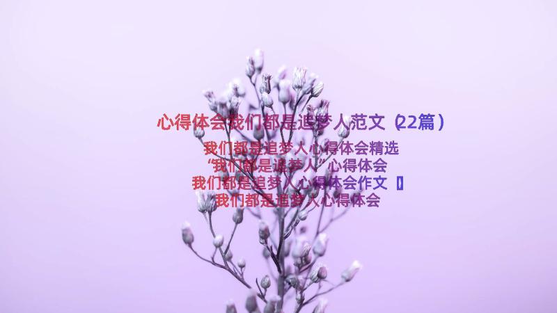 心得体会我们都是追梦人范文（22篇）