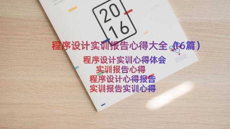 程序设计实训报告心得大全（16篇）