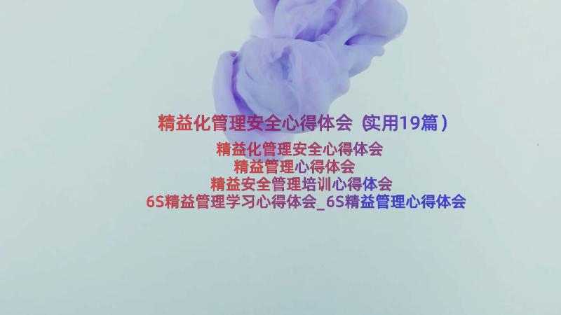 精益化管理安全心得体会（实用19篇）