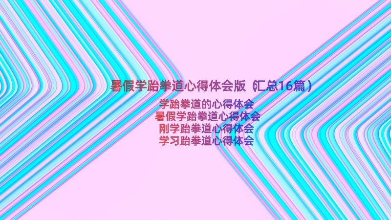 暑假学跆拳道心得体会版（汇总16篇）