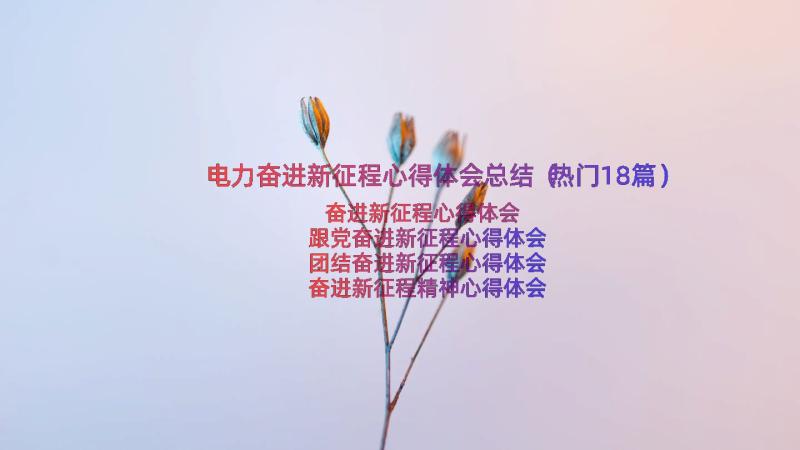 电力奋进新征程心得体会总结（热门18篇）