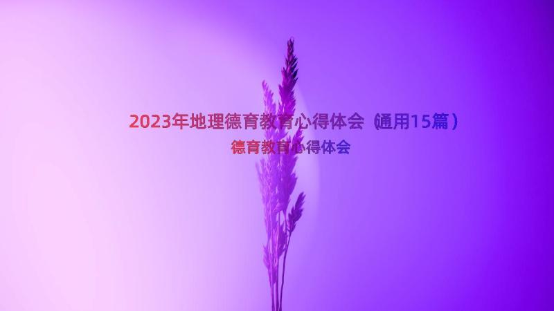 2023年地理德育教育心得体会（通用15篇）