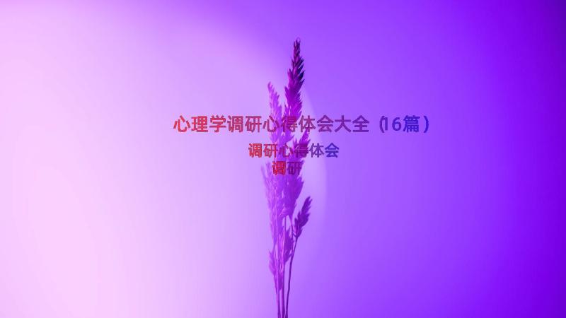 心理学调研心得体会大全（16篇）