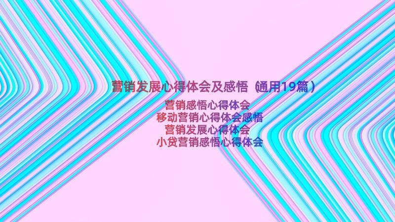 营销发展心得体会及感悟（通用19篇）