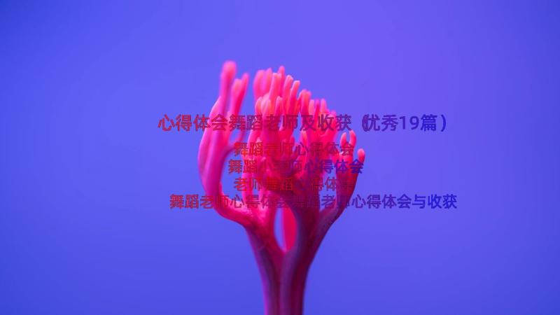 心得体会舞蹈老师及收获（优秀19篇）