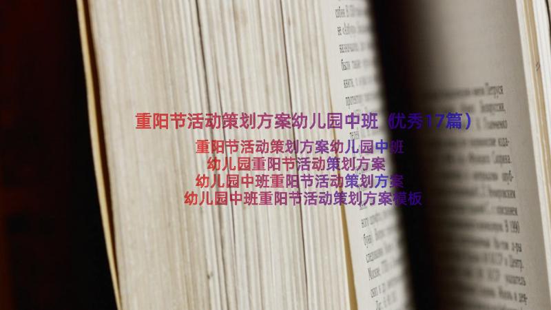 重阳节活动策划方案幼儿园中班（优秀17篇）